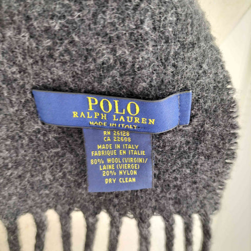 ポロラルフローレン POLO RALPH LAUREN イタリア製 ポニー刺繍 80/20 ウール ナイロン フリンジ マフラー メンズ