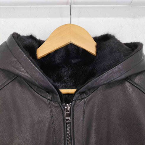 ファー付き ゴートレザージャケット 裏地ミンクファー メンズ xxl