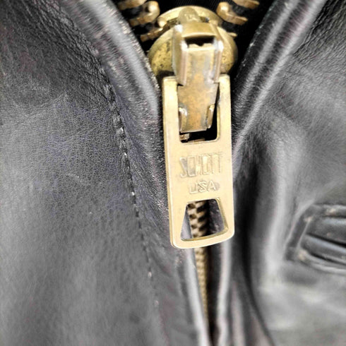 ショット Schott USA製 leathercraft 襟付 シングルライダースジャケット メンズ 34