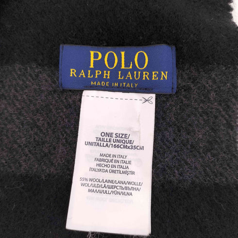 ポロラルフローレン POLO RALPH LAUREN ポニー刺繍 バイカラー フリンジ ウールマフラー メンズ