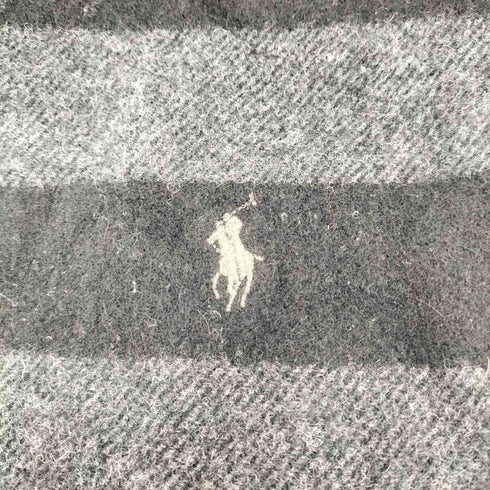 ポロラルフローレン POLO RALPH LAUREN ポニー刺繍 バイカラー フリンジ ウールマフラー メンズ