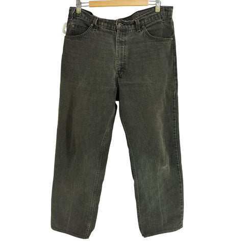 リーバイス Levis 90S USA製 RELAXED FIT 550 ジップフライ ブラックデニムパンツ 先染め オレンジタブ ボタン裏585刻印 97年製 メンズ W36 L34