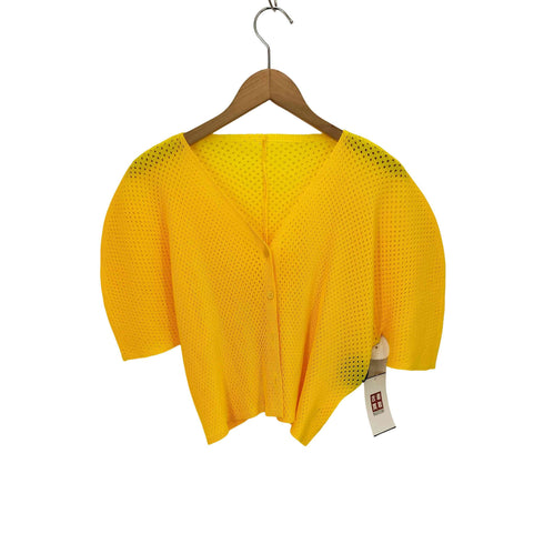 プリーツプリーズイッセイミヤケ PLEATS PLEASE ISSEY MIYAKE ボリュームスリーブ メッシュ カーディガン レディース JPN:3