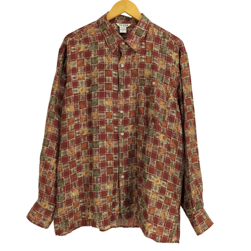 SILKEN 総柄 シルクシャツ メンズ import:L