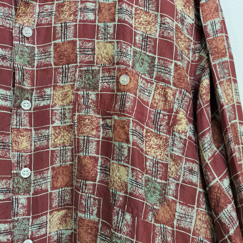 SILKEN 総柄 シルクシャツ メンズ import:L