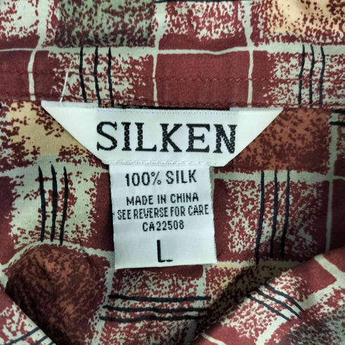 SILKEN 総柄 シルクシャツ メンズ import:L