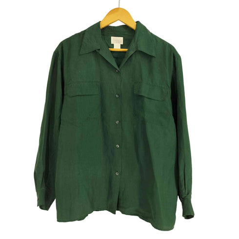 MODA INTL フラップポケット 開襟 シルクシャツ レディース import:M