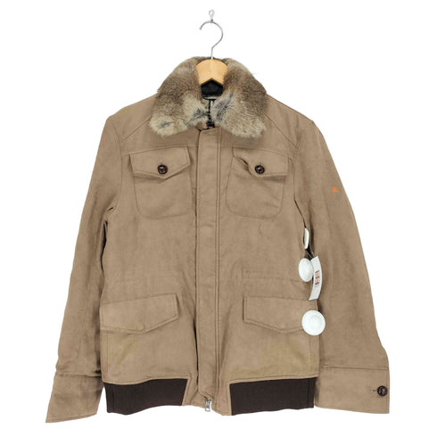 バーバリーブラックレーベル BURBERRY BLACK LABEL 裏地ノヴァチェック襟ファー フェイクスウェードジップブルゾン メンズ M