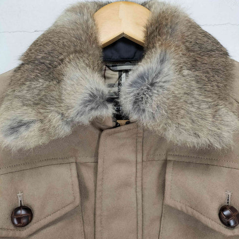 バーバリーブラックレーベル BURBERRY BLACK LABEL 裏地ノヴァチェック襟ファー フェイクスウェードジップブルゾン メンズ M