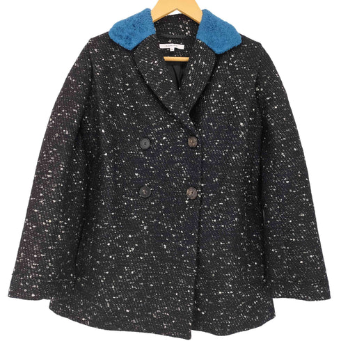 カルヴェン CARVEN モヘヤシルク混 ツイード ピーコート レディース 36