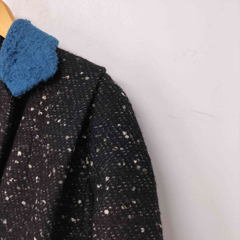 カルヴェン CARVEN モヘヤシルク混 ツイード ピーコート レディース 36