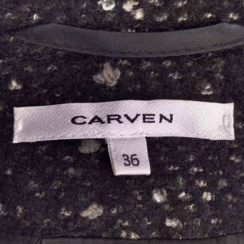 カルヴェン CARVEN モヘヤシルク混 ツイード ピーコート レディース 36