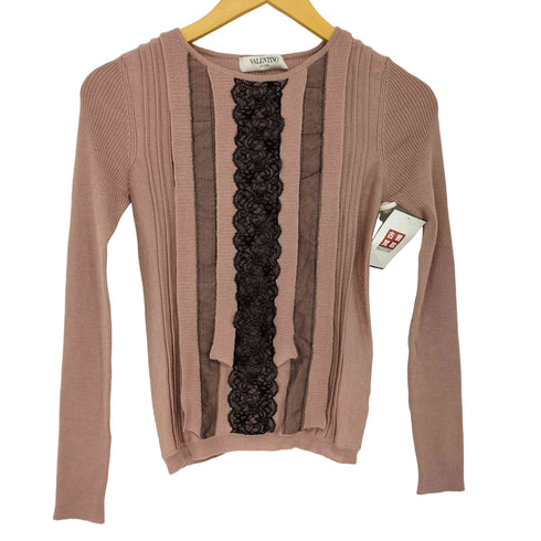 ヴァレンティノ Valentino シルク混 レース フリルニット レディース EUR:40