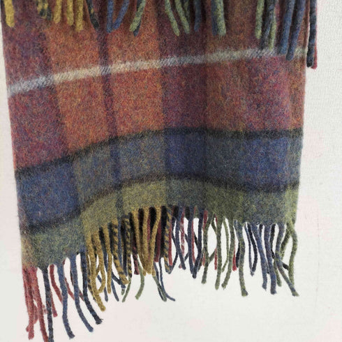 james johnston of scotland スコットランド製 チェック フリンジマフラー メンズ