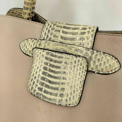 michino PARIS イタリア製 パイソン切替 2WAY レザー ショルダー トートバッグ レディース