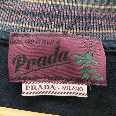プラダ PRADA 14SS アロハ柄 異素材切替レーヨンS/Sカットソー メンズ import:S
