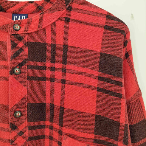 ギャップ Gap 90S OLD チェック柄 フランネル ヘンリーネック プルオーバーシャツ メンズ import:XL