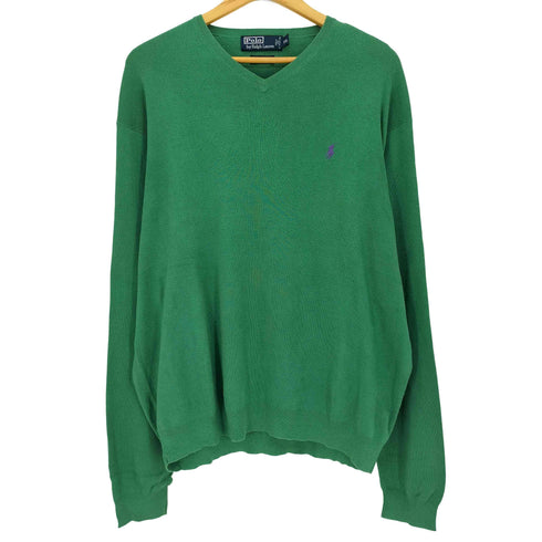ポロバイラルフローレン Polo by RALPH LAUREN PIMA COTTON ポニー刺繍 Vネック ニット メンズ import:XXL