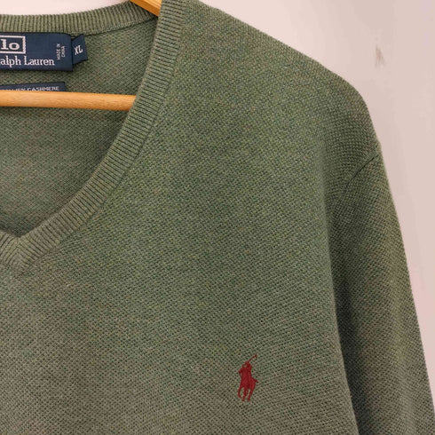 ポロバイラルフローレン Polo by RALPH LAUREN EXCLUSIVE OF DECORATION コットンカシミヤ ポニー刺繍 Vネック ニット メンズ import:XL