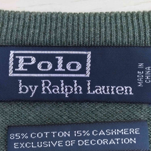 ポロバイラルフローレン Polo by RALPH LAUREN EXCLUSIVE OF DECORATION コットンカシミヤ ポニー刺繍 Vネック ニット メンズ import:XL
