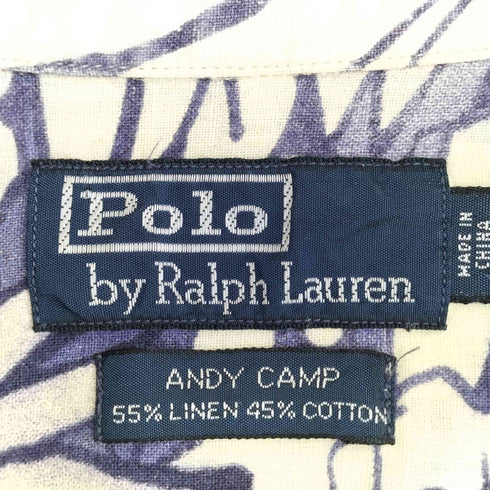 ポロバイラルフローレン Polo by RALPH LAUREN ANDY CAMP ハイビスカス リーフ柄 リネンコットン アロハシャツ ボックスシルエット メンズ import:XL