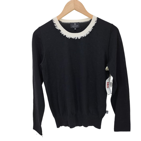 ランバンコレクション LANVIN COLLECTION フリンジ クルーネックニット レディース 36