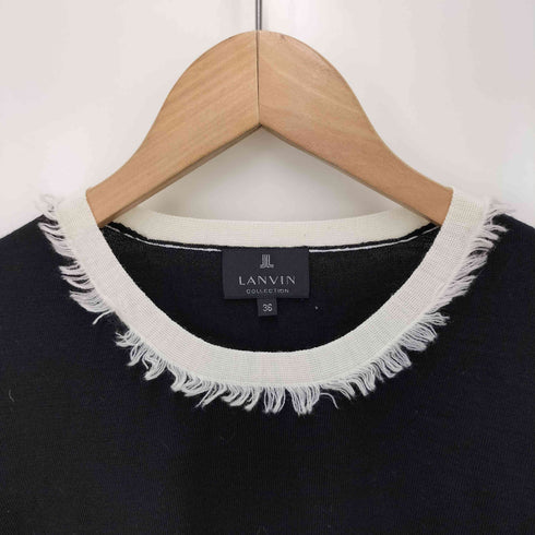 ランバンコレクション LANVIN COLLECTION フリンジ クルーネックニット レディース 36