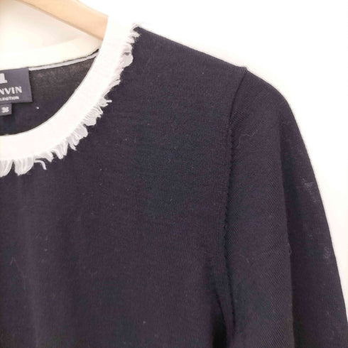 ランバンコレクション LANVIN COLLECTION フリンジ クルーネックニット レディース 36