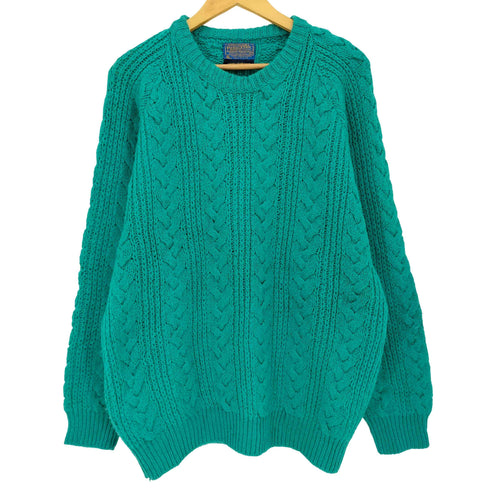 ペンドルトン PENDLETON 70S Country Traditionals USA製 ウール フィッシャーマン セータ― ケーブルニット メンズ import:XL