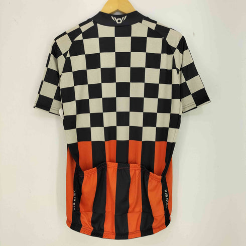 TWINSIX チェッカーフラッグ ストライプ 柄切替 サイクルジャージ メンズ JPN:XL