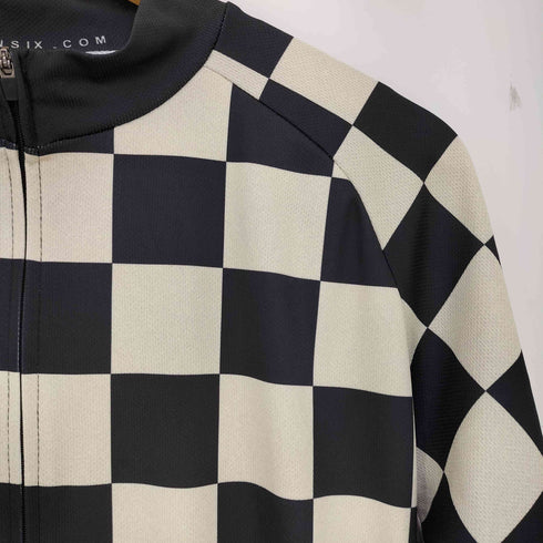 TWINSIX チェッカーフラッグ ストライプ 柄切替 サイクルジャージ メンズ JPN:XL