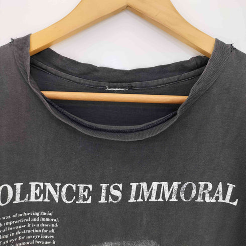 VIOLENCE IS IMMORAL メッセージプリント Tシャツ シングルステッチ メンズ