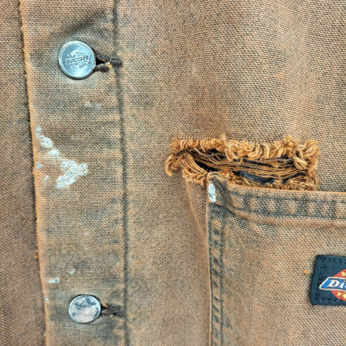 ディッキーズ Dickies 90s USA製 裏地ブランケット 襟コーデュロイ ダック カバーオール 後染め メンズ import:L