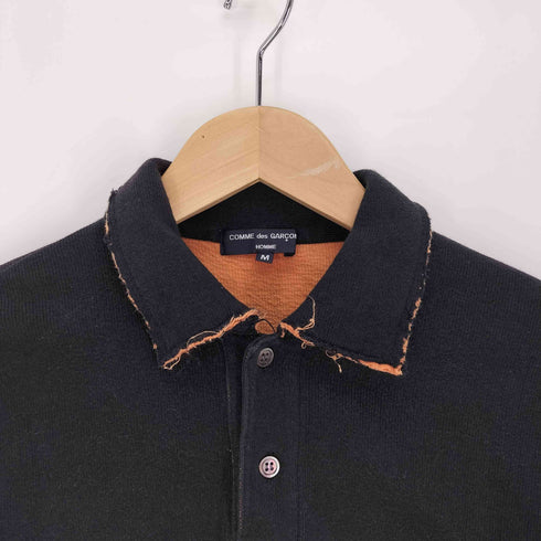コムデギャルソンオム COMME des GARCONS HOMME 05AW カットオフ デザイン L/S コットン ポロシャツ レディース JPN:M