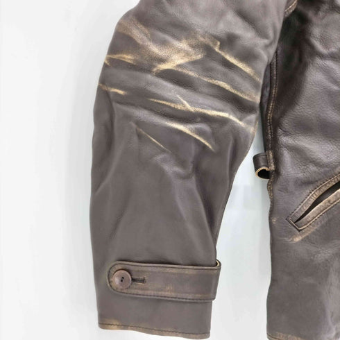 オールドクロウ OLD CROW MOTORCYCLE JACKET カウレザー モーターサイクルジャケット メンズ M