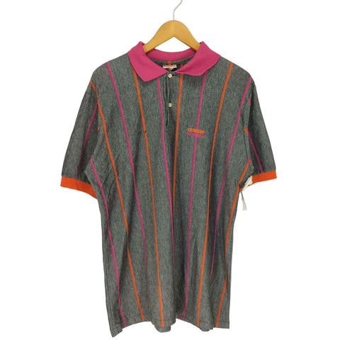 企業ロゴストライプ柄ポロシャツ MADE IN USA メンズ XL