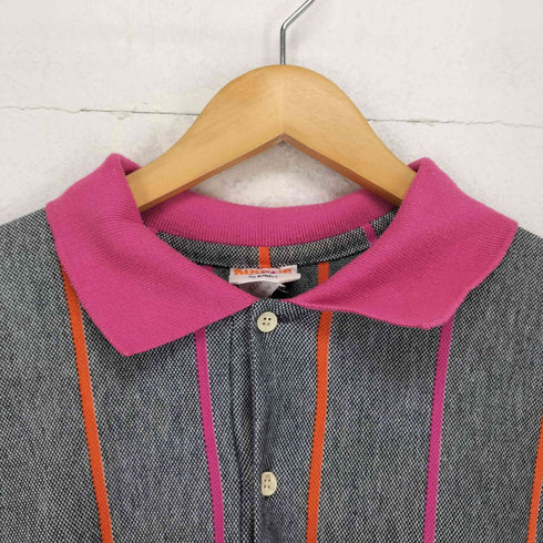 企業ロゴストライプ柄ポロシャツ MADE IN USA メンズ XL