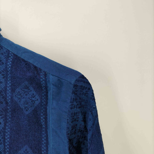 ボヘミアンズ BOHEMIANS 紋章 刺繍 切替 コットン レーヨン ハーフボタン プルオーバー シャツ ブラウス レディース JPN:2