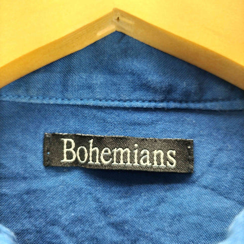 ボヘミアンズ BOHEMIANS 紋章 刺繍 切替 コットン レーヨン ハーフボタン プルオーバー シャツ ブラウス レディース JPN:2