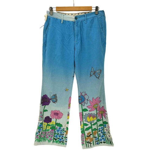 ボヘミアンズ BOHEMIANS 裏地星柄 花 蝶 フラワー プリント グラデーション ブーツカット フレア パンツ レディース JPN:2