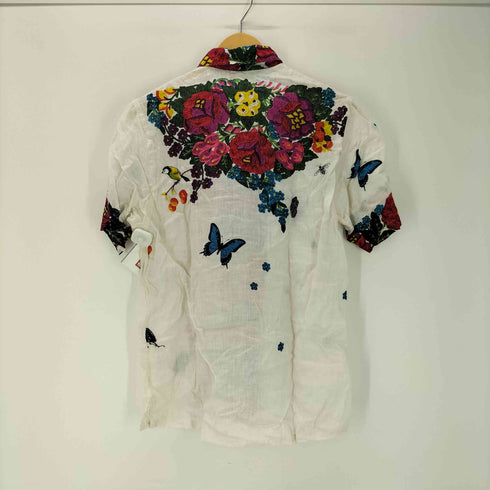 ボヘミアンズ BOHEMIANS 花柄 昆虫 プリント S/S ラミー リネン シャツ レディース JPN:3
