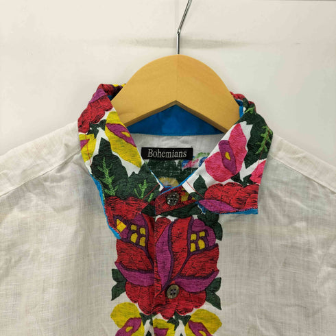 ボヘミアンズ BOHEMIANS 花柄 昆虫 プリント S/S ラミー リネン シャツ レディース JPN:3