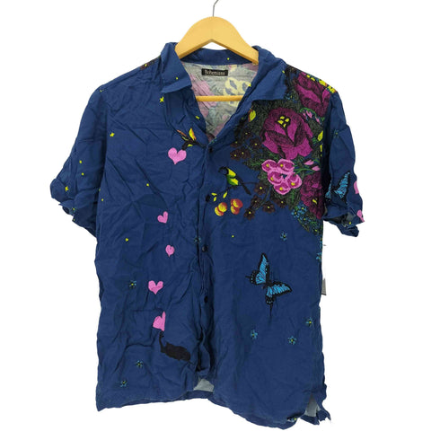 ボヘミアンズ BOHEMIANS 花柄 昆虫 プリント 開襟 オープンカラー S/S レーヨン シャツ レディース JPN:2