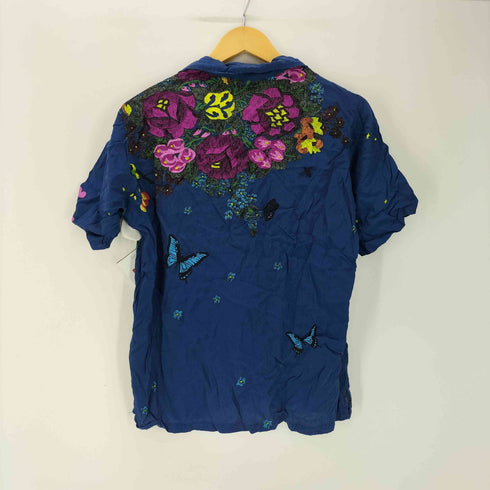 ボヘミアンズ BOHEMIANS 花柄 昆虫 プリント 開襟 オープンカラー S/S レーヨン シャツ レディース JPN:2