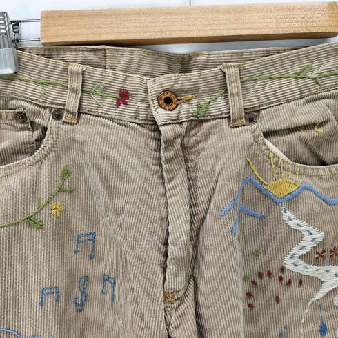 WEBER 総柄 刺繍 5ポケット ジップフライ ストレート コーデュロイ コーズ パンツ メンズ 34
