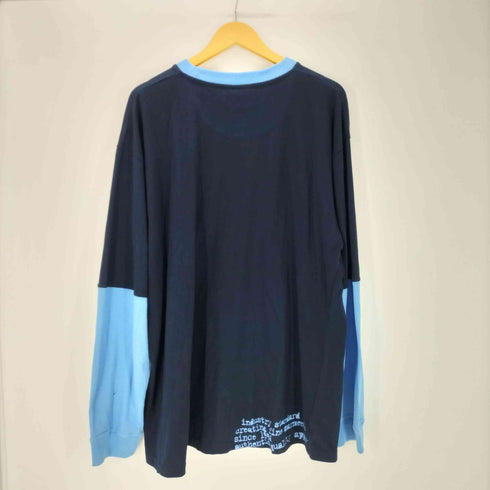 エニーチェ enyce 90-00S PRODUCT AUTEHENTIC フェルト 刺繍 ロゴ フェイクレイヤード デザイン L/S Tシャツ B系 メンズ import:XL