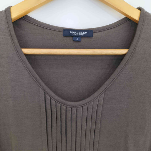 バーバリーロンドン BURBERRY LONDON フロントプリーツ Vネック 七分袖 カットソー レディース JPN:5