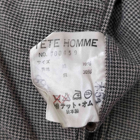 テットオム TETE HOMME 90s 千鳥格子柄 レーヨン混 2タック スラックス メンズ JPN:S