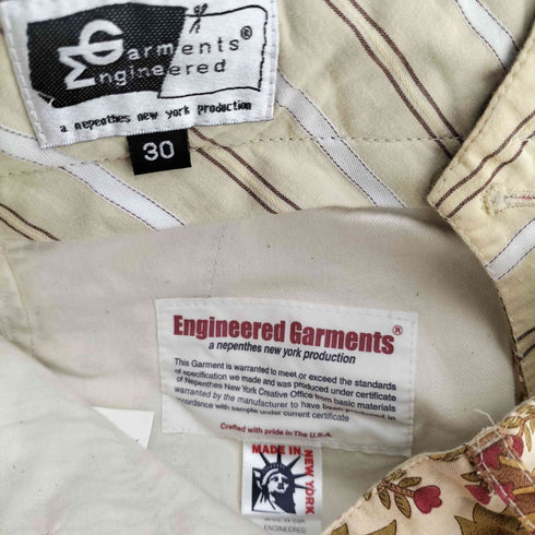 エンジニアードガーメンツ Engineered Garments 旧タグ USA製 総柄 TALONジップ シンチバック ハーフパンツ メンズ US:30-31