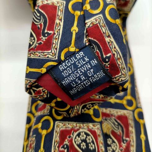 ランズエンド LANDS END スカーフ柄 シルクネクタイ 孔雀 チェーン メンズ